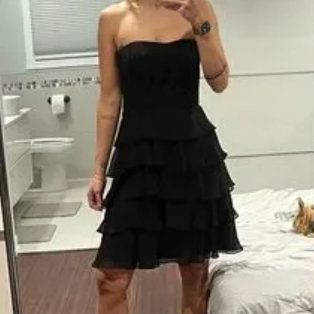 White House Black Market Black Ruffle Dress